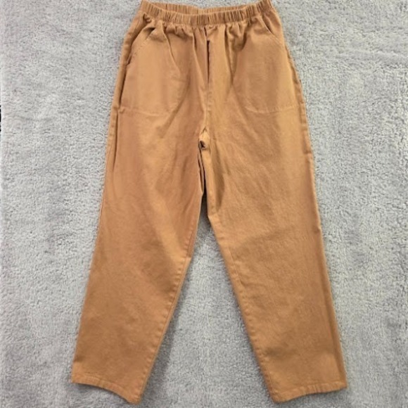 Denim & Co. Pants - Denim & Co Cropped Pants Womens Medium Camel Elastic Waist Pull On Pockets Ankle